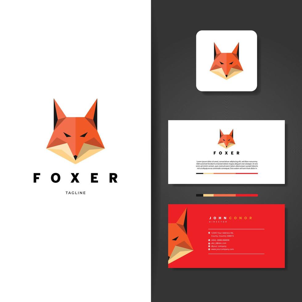 Simple Geometric Fox Logo Design Template Sign Symbol Icon vector