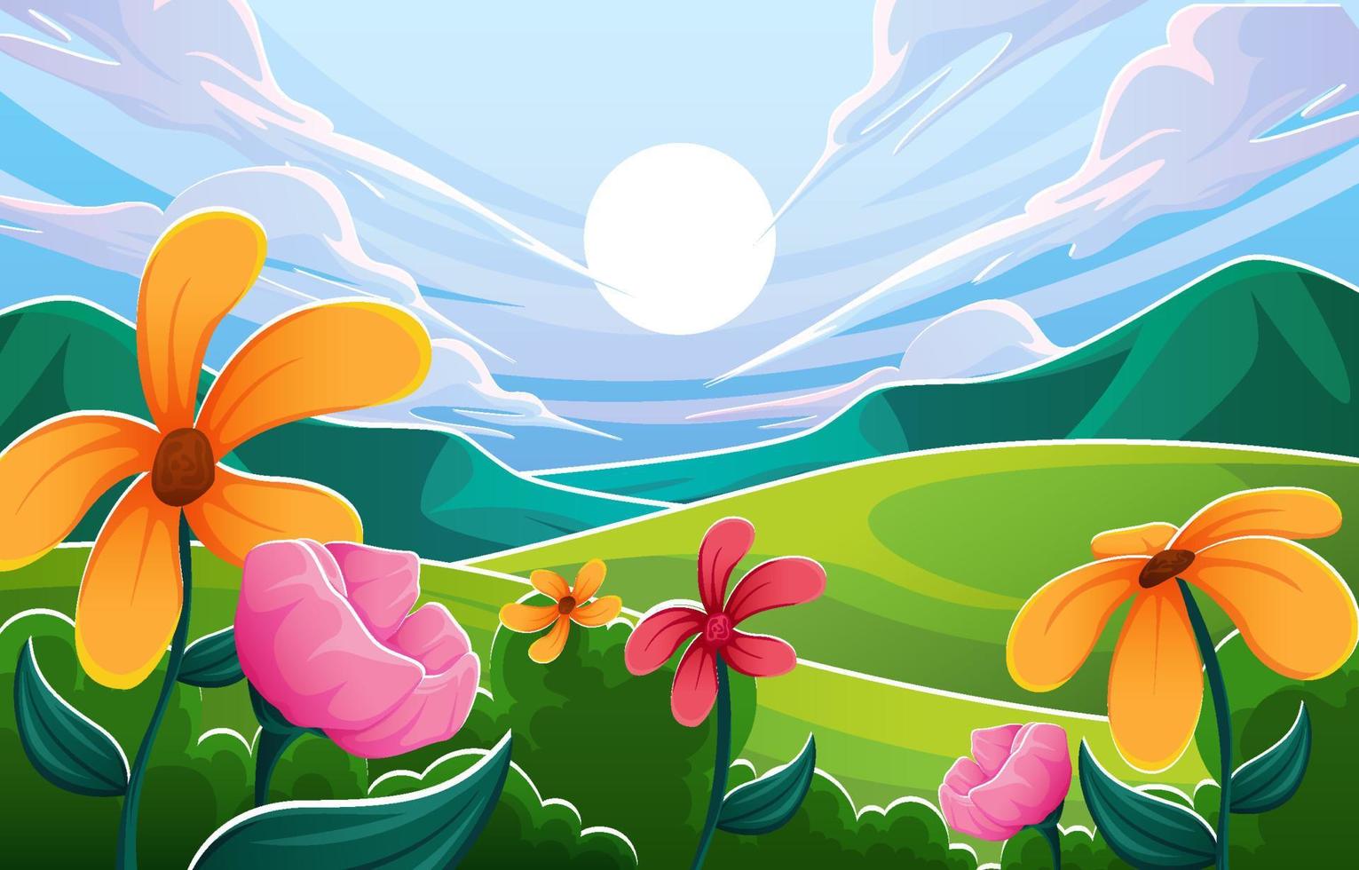 fondo de paisaje de primavera de naturaleza vector