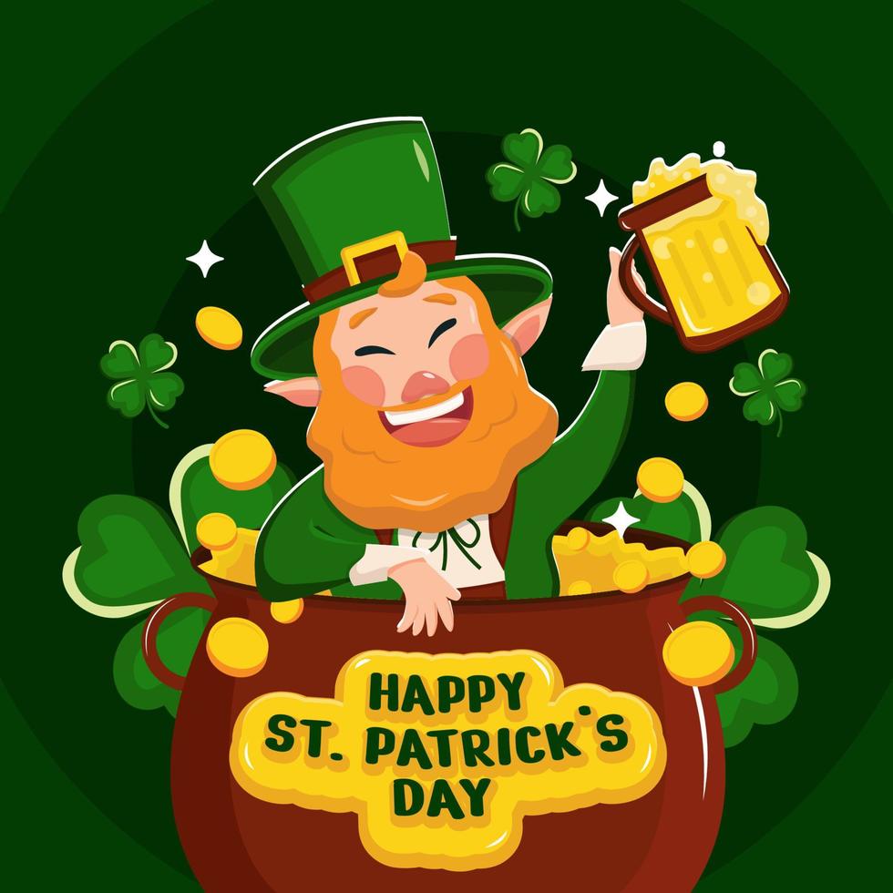 Cheers With Leprechaun For Celebrate St. Patrick's Day Free Vector