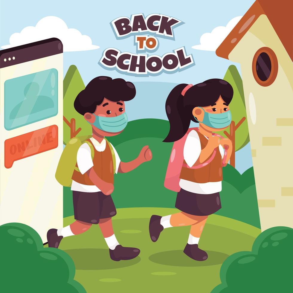 Back to school in new normal illustration free vector