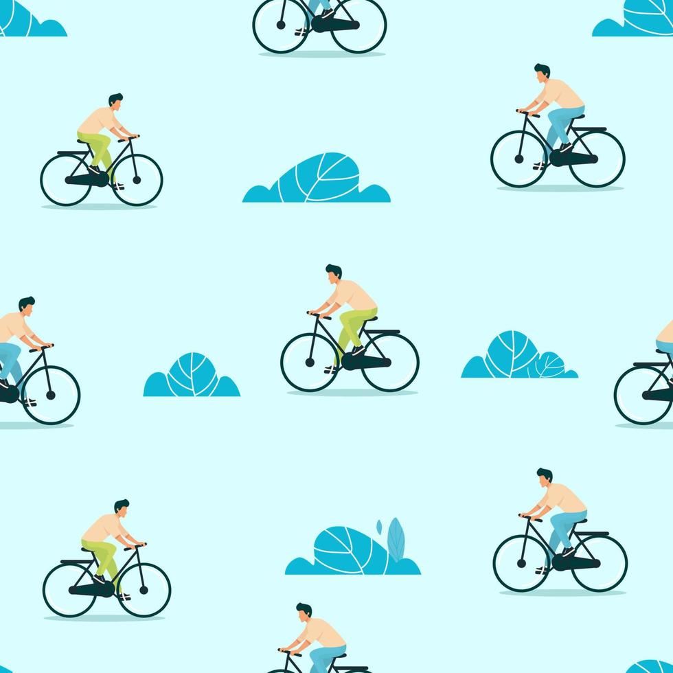 patrón sin fisuras de ciclistas. un hombre en bicicleta, un hombre en bicicleta. vector