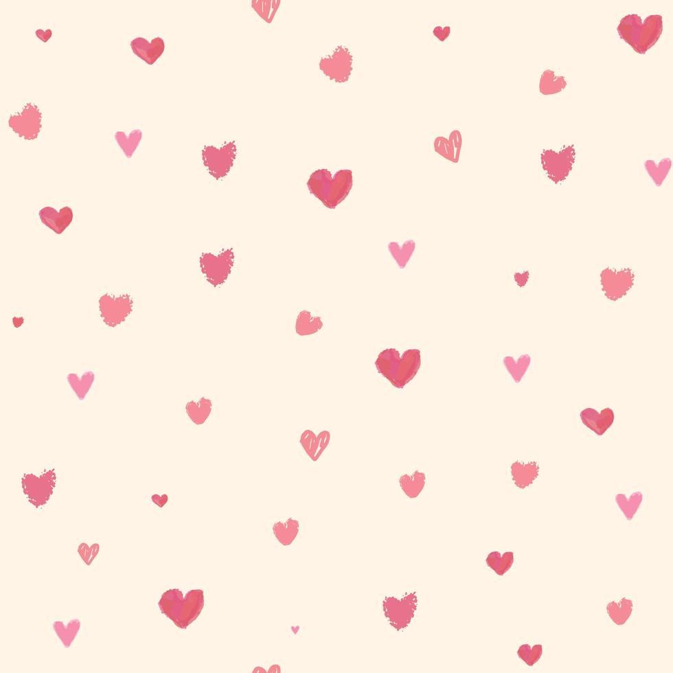 Simple hearts seamless vector pattern. watercolor Valentines day background. Flat design endless chaotic texture made of tiny heart silhouettes. pink