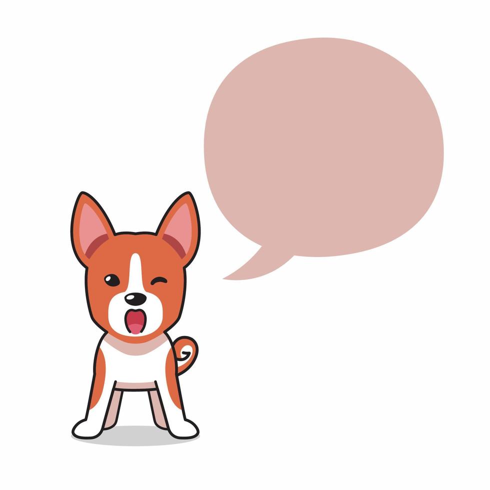 personaje de dibujos animados perro basenji con bocadillo vector
