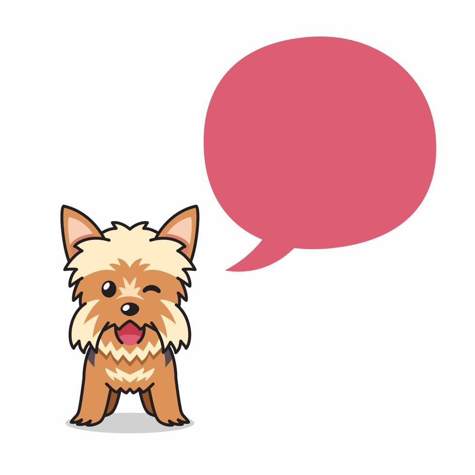 Cartoon character yorkshire terrier dog with speech bubble vector