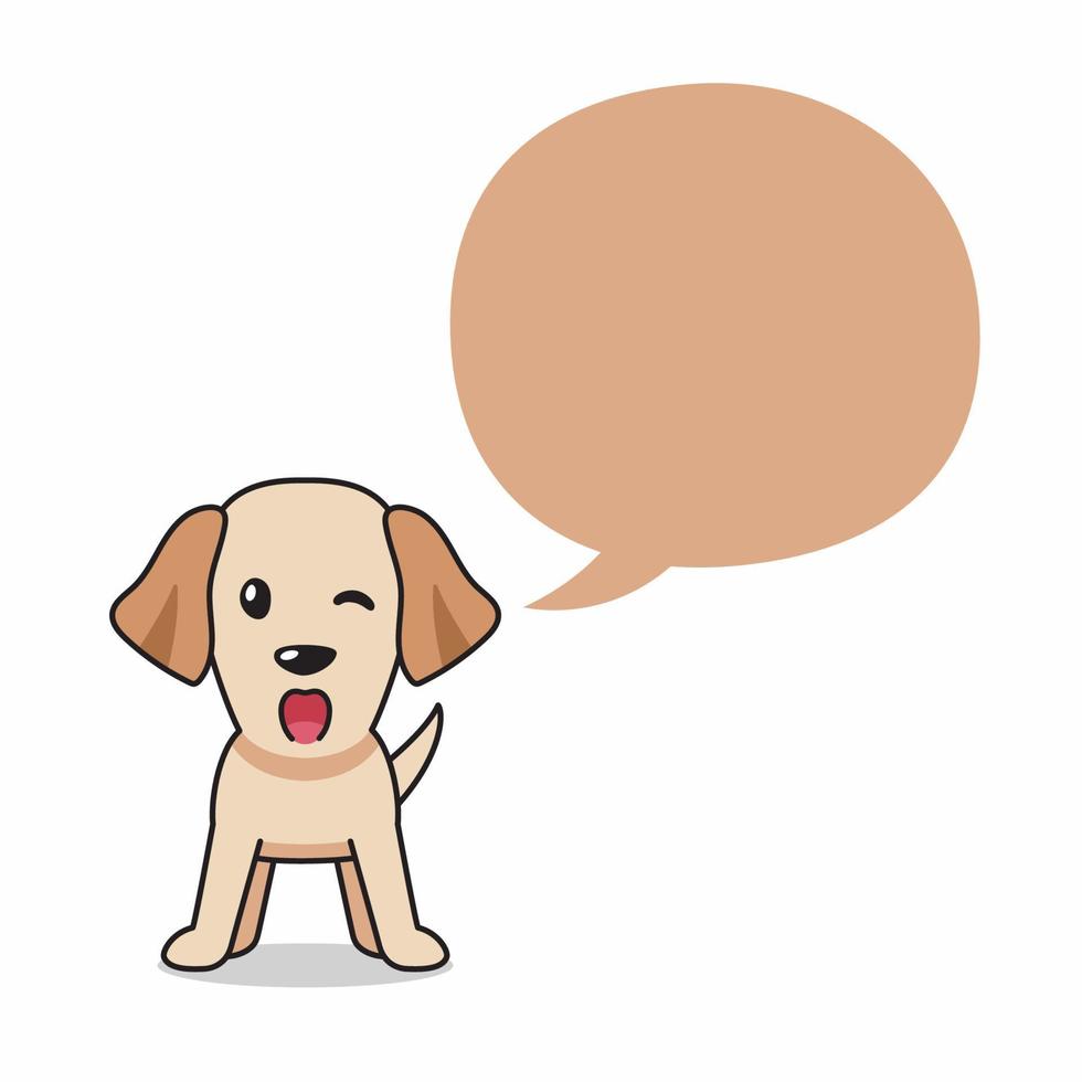 Cartoon character labrador retriever dog with speech bubble vector