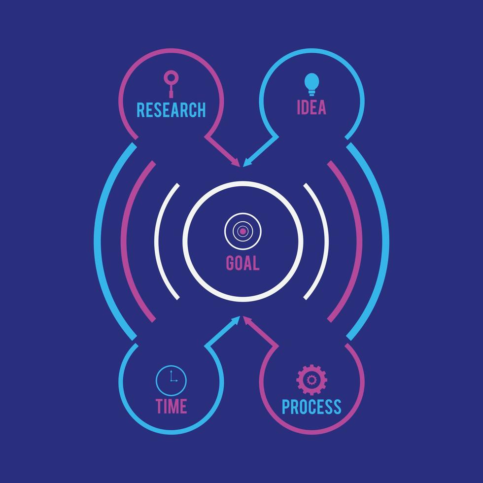 Business infographics, timeline with 5 steps, circles, rings, vector linear infographic element
