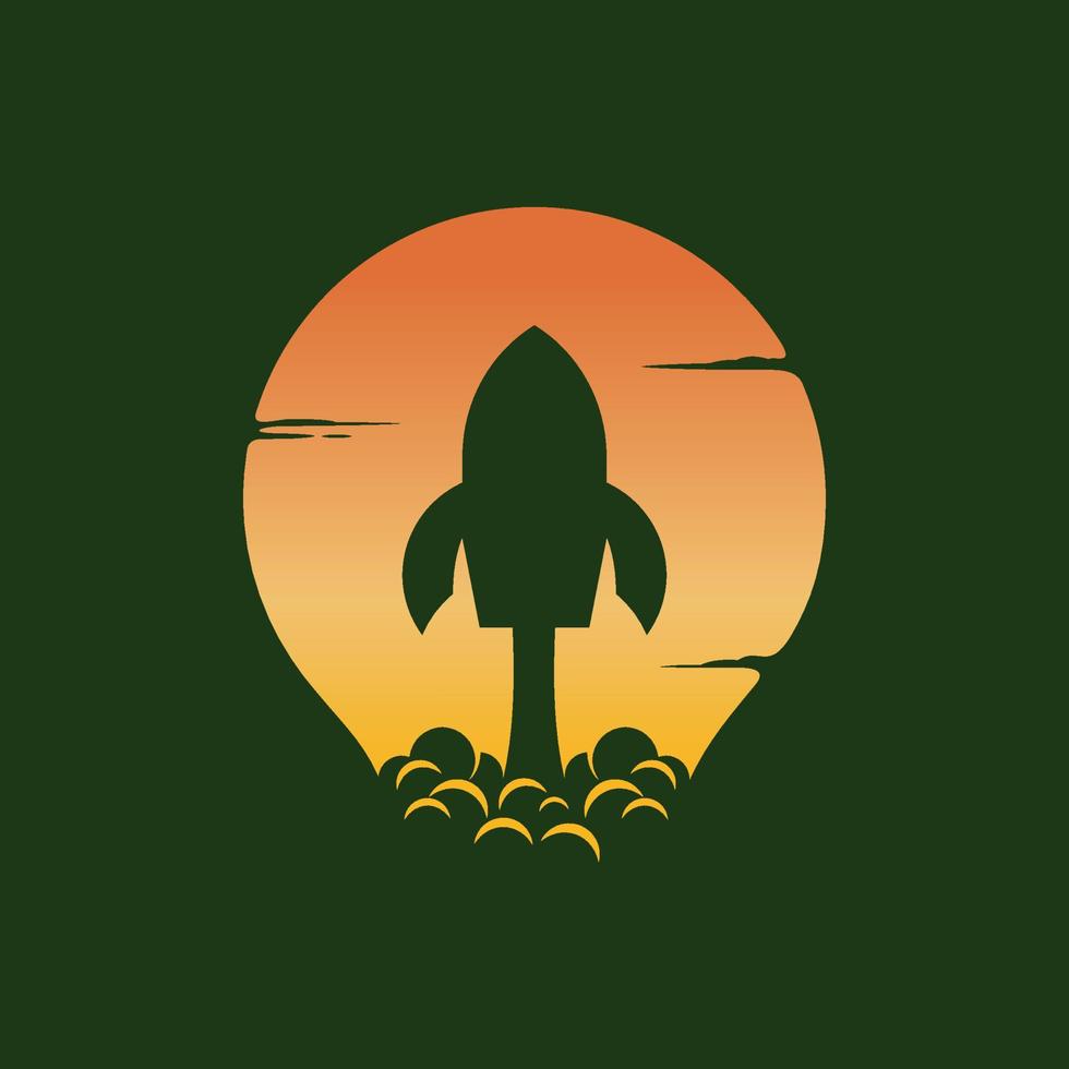 Space rocket launch silhouette. Design Vector illustration