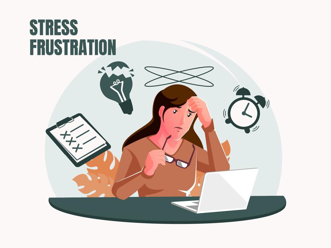 Busy woman under stress frustrated vector