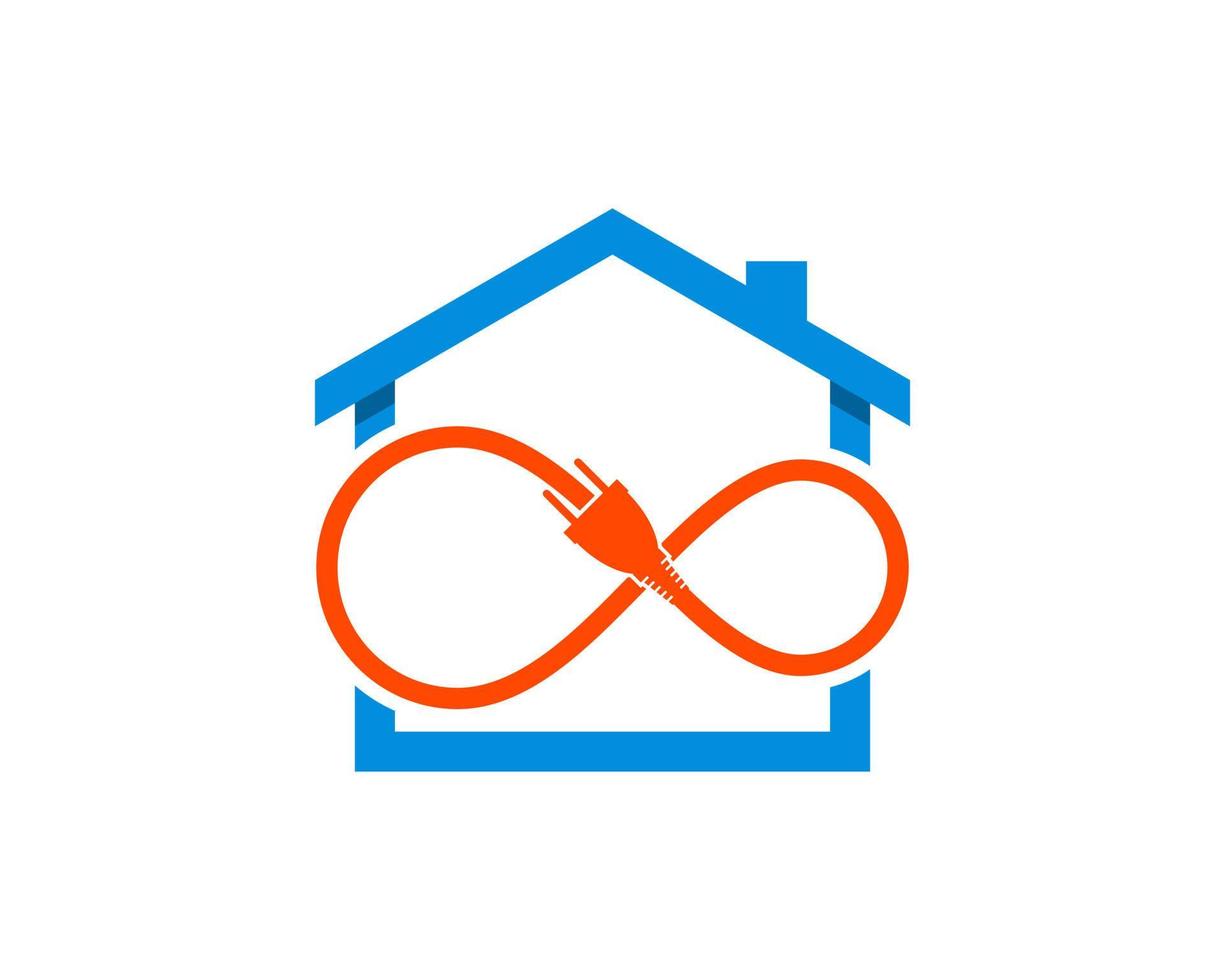 Simple house with infinity electrical plug inside vector