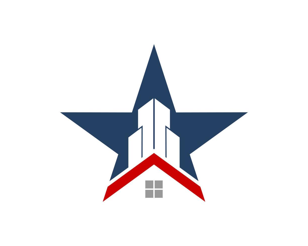 Star with building and simple house vector