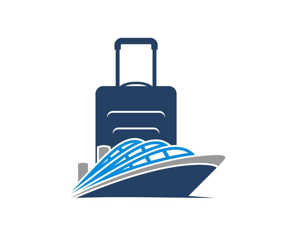 Traveling bag with cruise ship vector