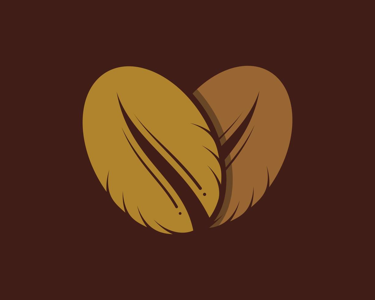 Two coffee beans form a love shape vector