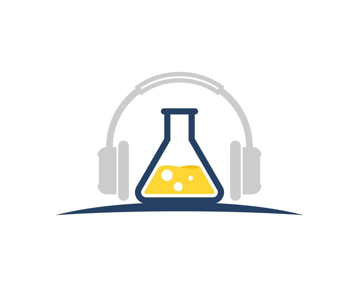 Triangle bottle laboratory with headphone vector