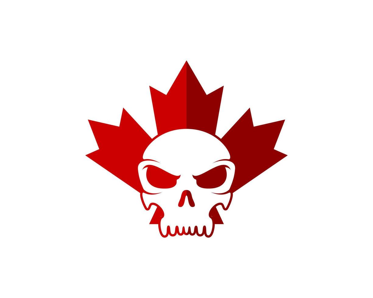 Red maple leaf with skull face inside vector