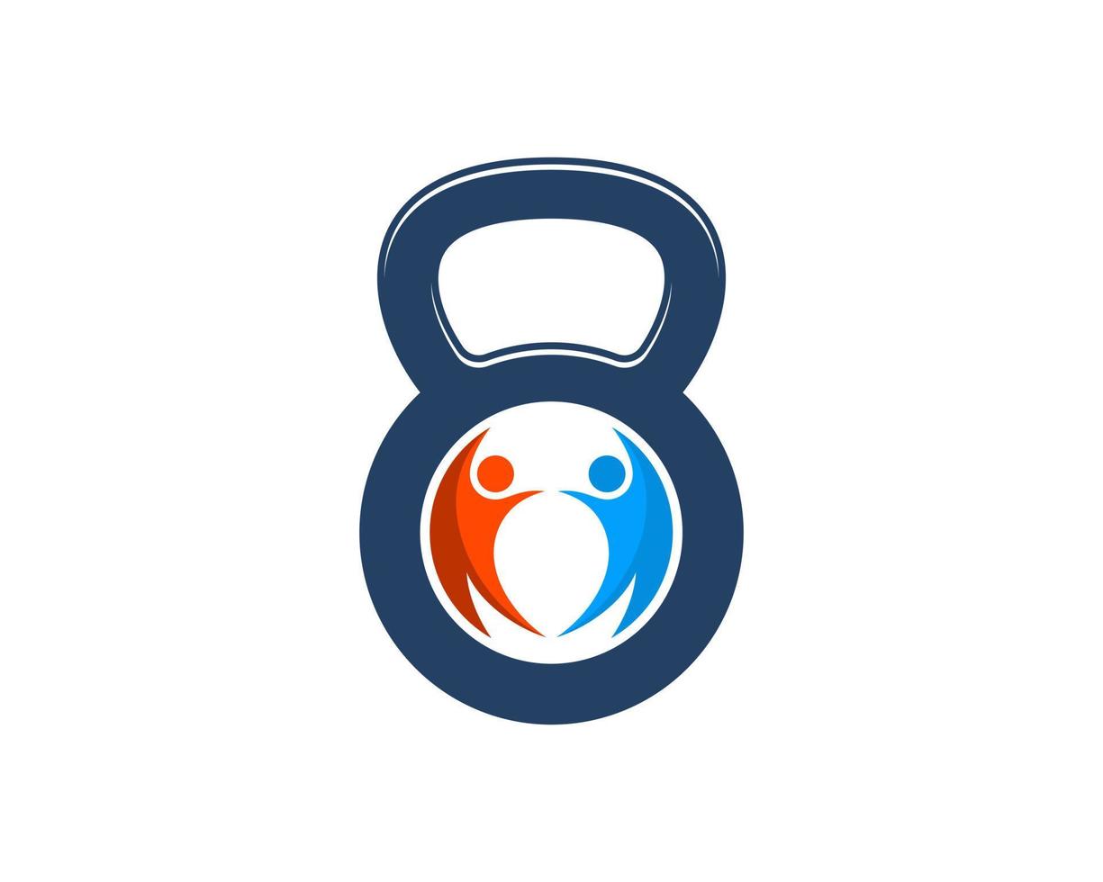 Gym kettle bell with twin people inside vector
