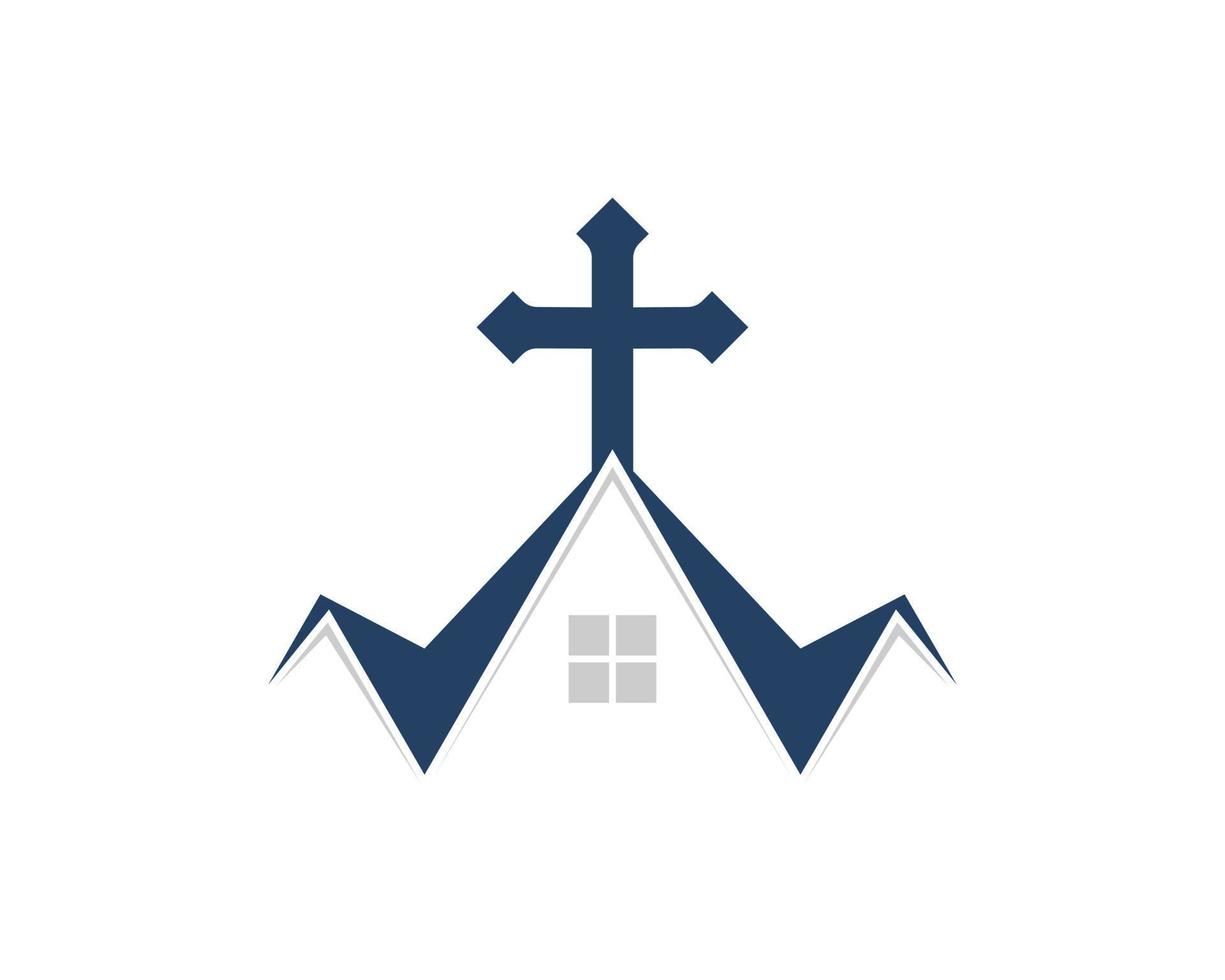 modern church with religion cross symbol on the top vector