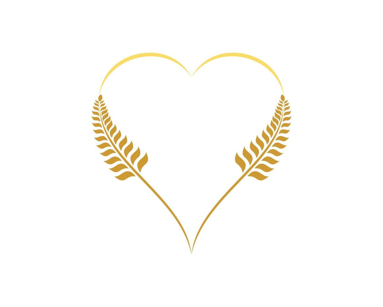 Two wheat bakery forming a love shape vector