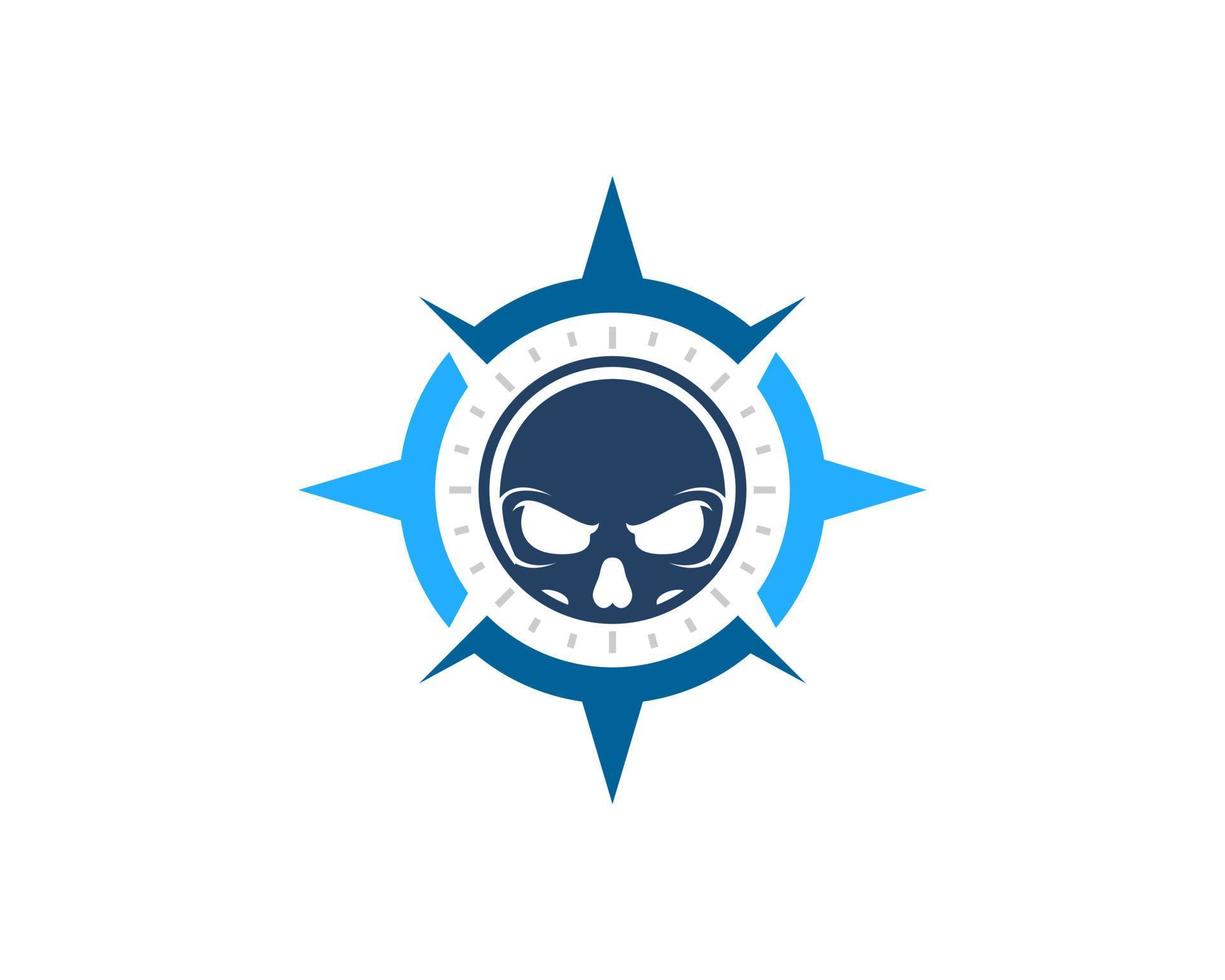 Abstract compass with skull head inside vector