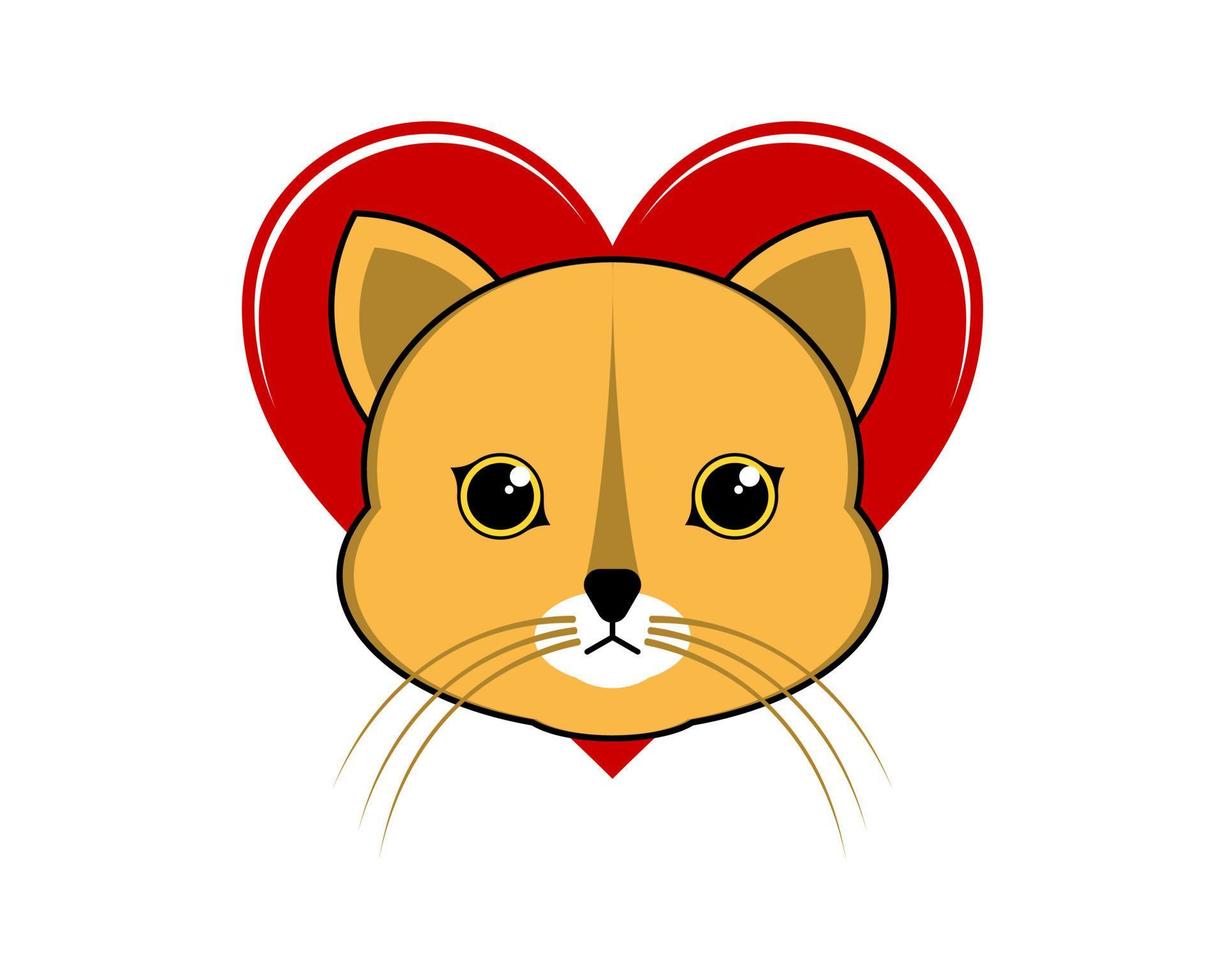 Cute cat head in the love shape vector