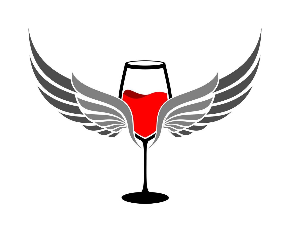 copa de vino con alas grises vector