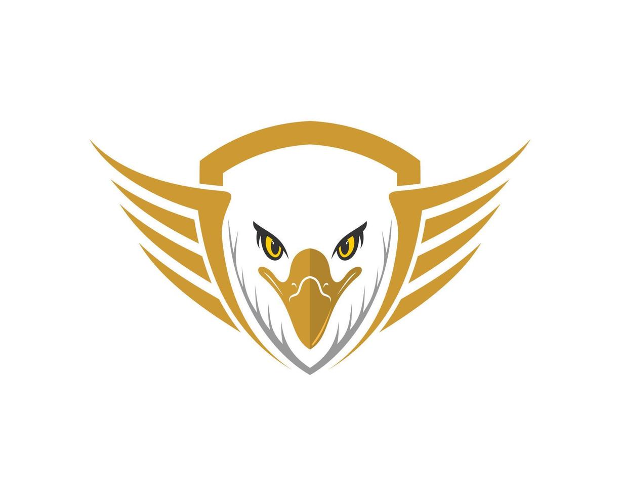 Abstract shield with spread wings and eagle head inside vector