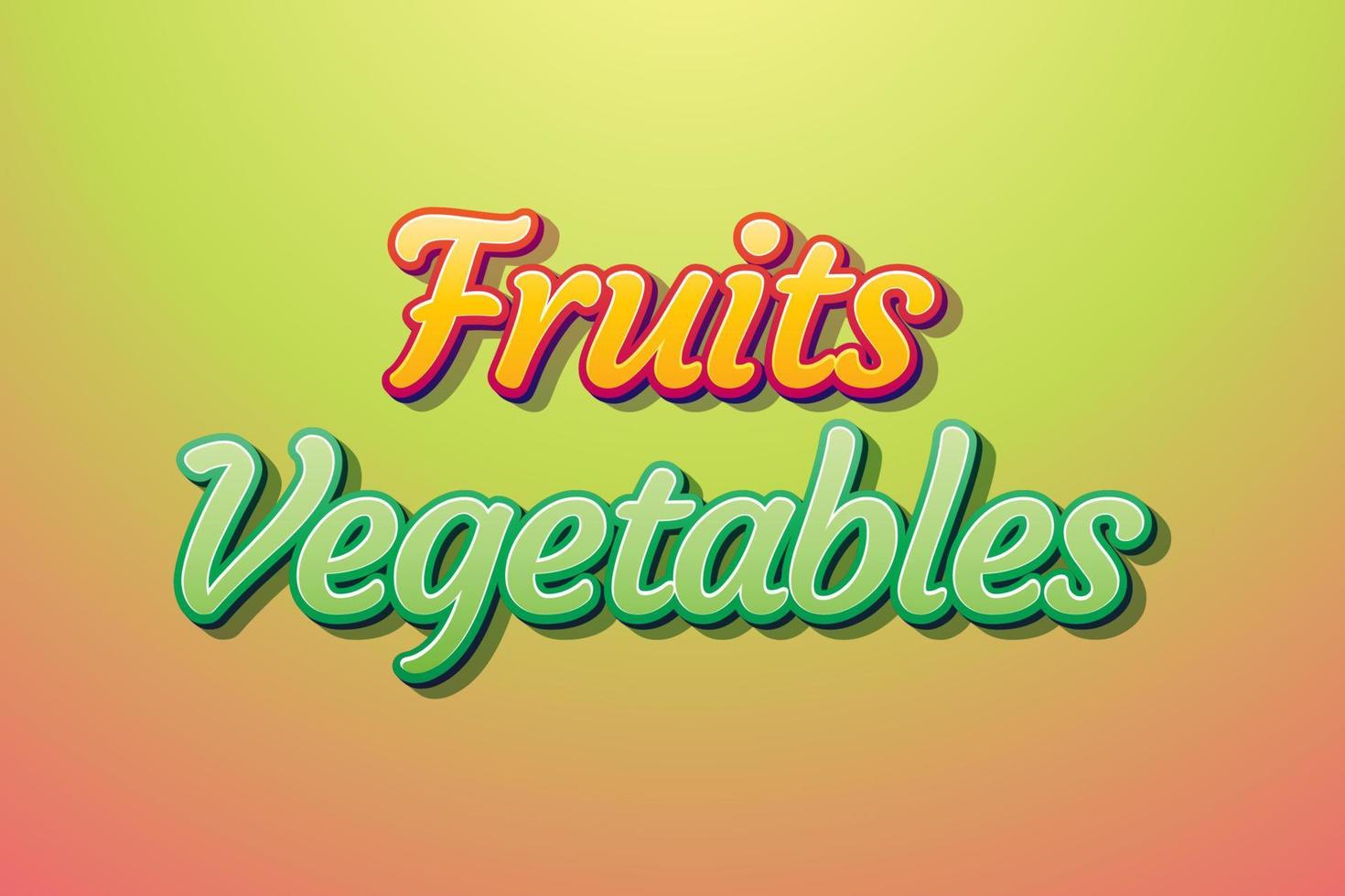Fruits and Vegetables text effect 3d style vector
