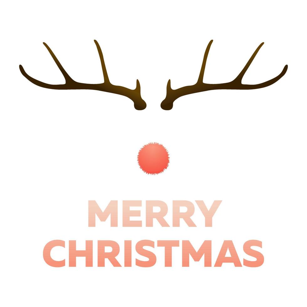 Merry Christmas vector banner with reindeer antlers isolated on the white, eps 10