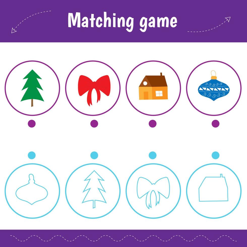 Easy educational game for kids. Simple level of difficulty. Gaming and education. Matching game vector