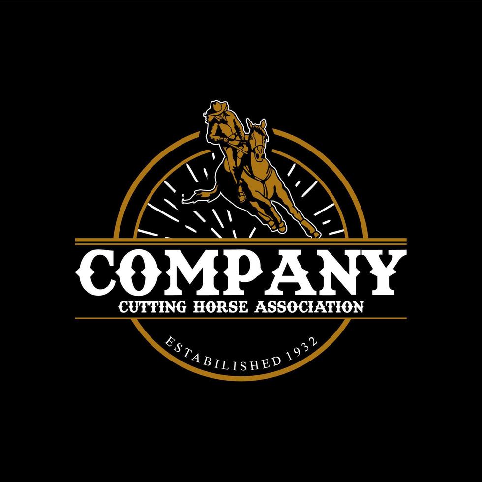 Vintage Cutting Horse logo, editable 4947908 Vector Art at Vecteezy
