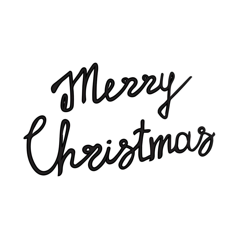 Handwritten phrase Merry Christmas Greeting Card with hand drawn lettering vector