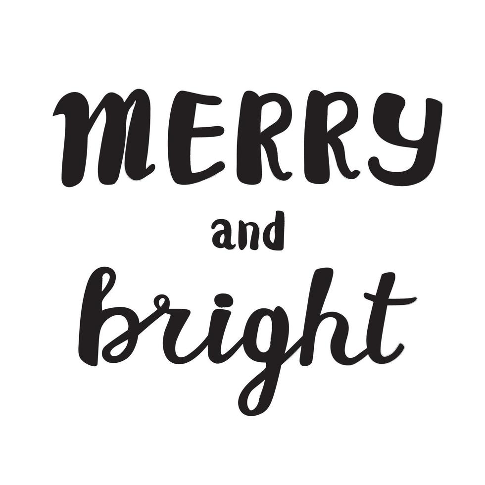 Handwritten phrase Merry Christmas Greeting Card with hand drawn lettering vector