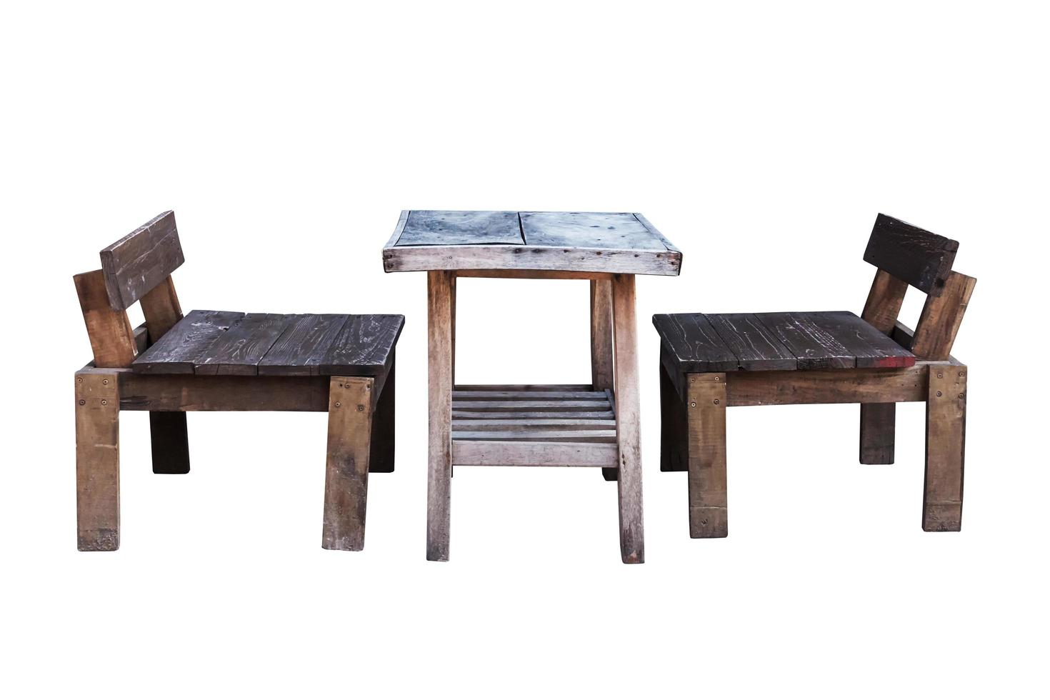 Wooden chairs and table set. photo