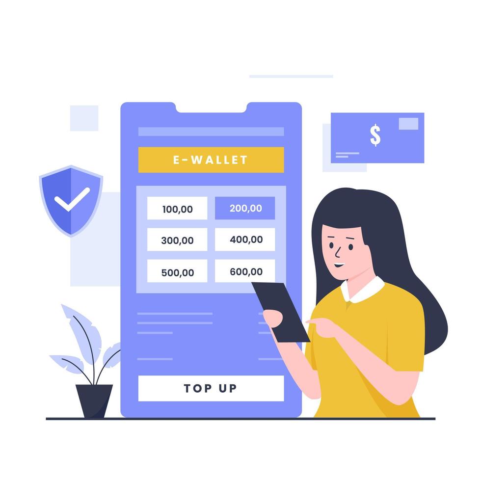 Top up e-wallet illustration design concept vector