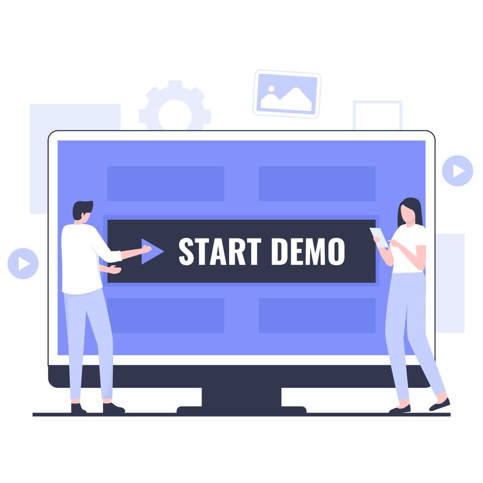 diseño plano del concepto de demostración de inicio vector