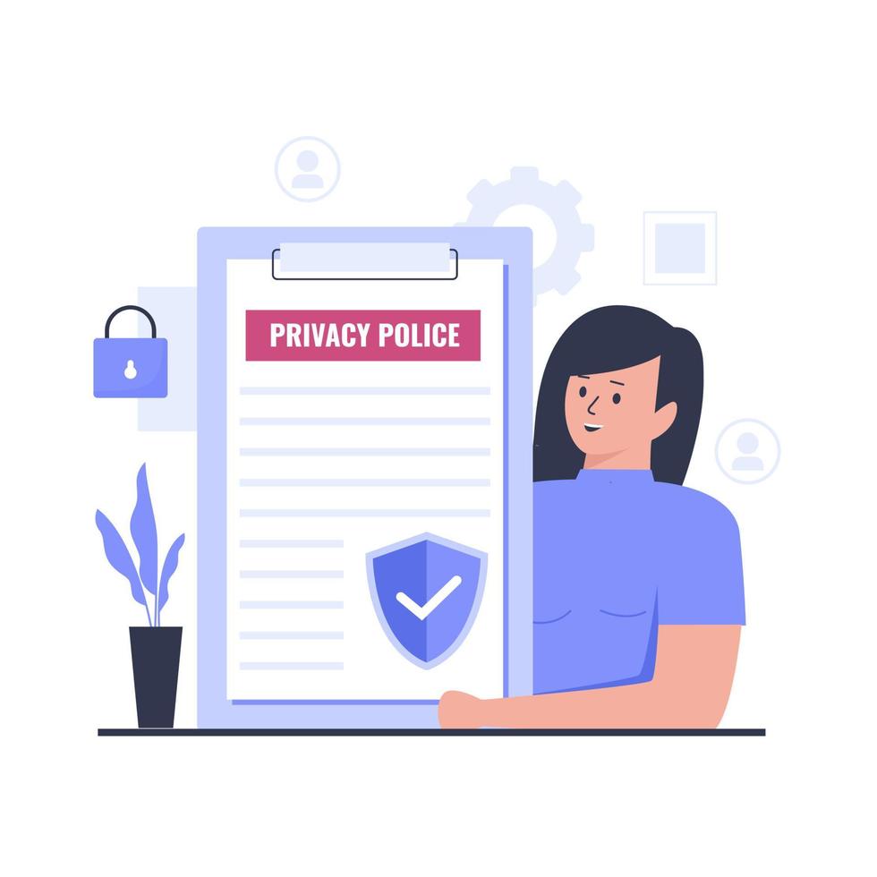 Flat design of privacy policy information concept vector