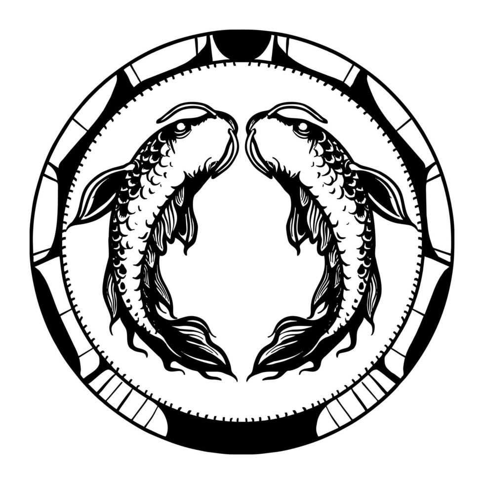 Koi Fish Fire Coin Vector illustration