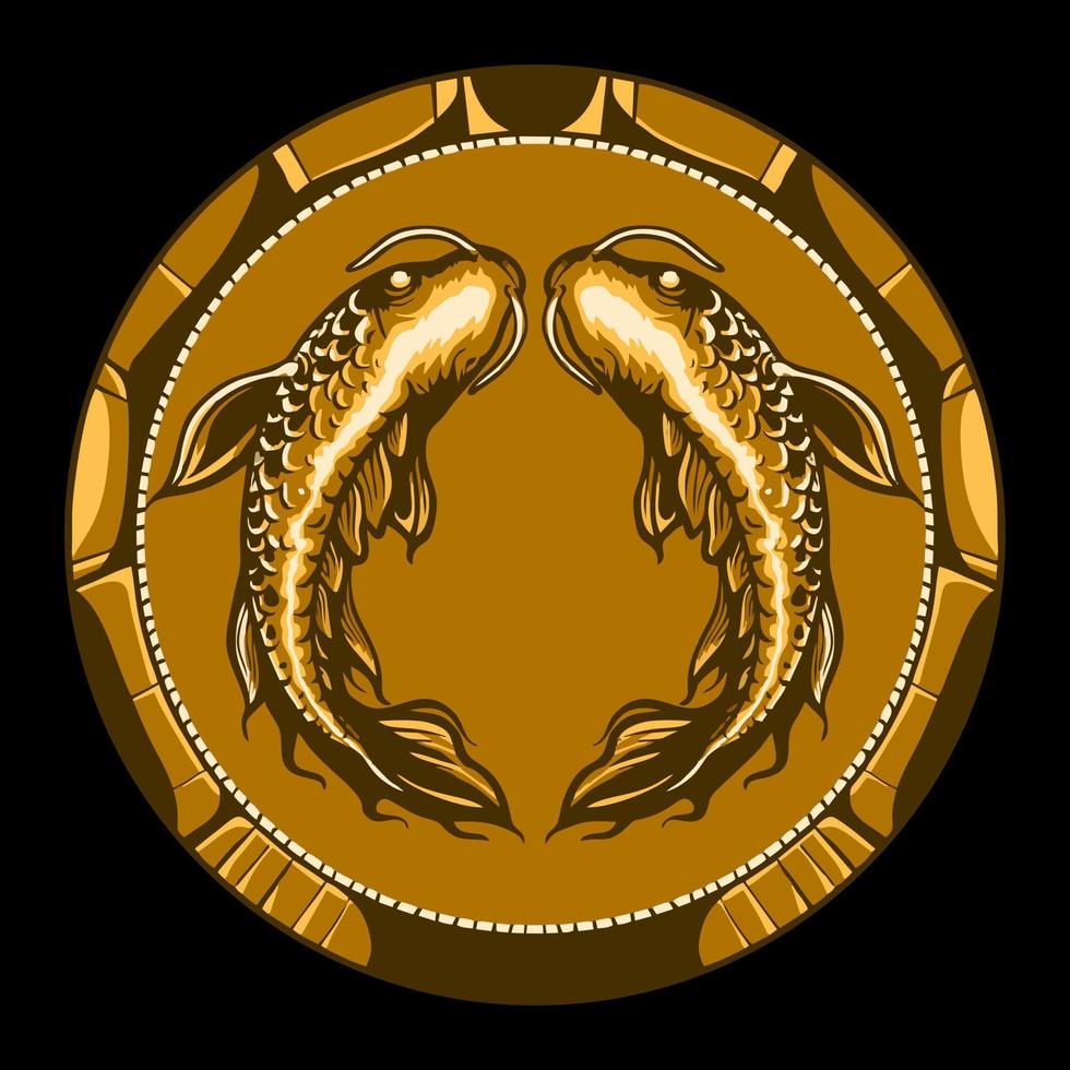 Ilustración de vector de moneda de fuego de pez koi