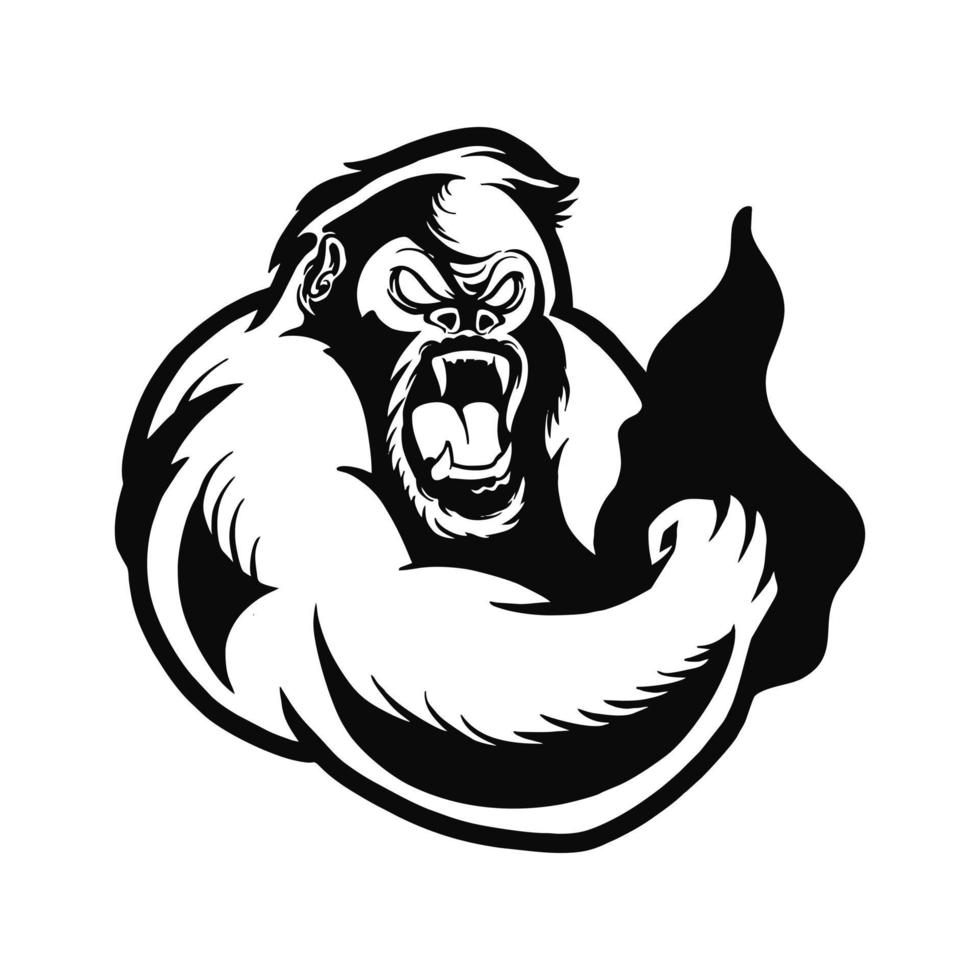 Ilustración de vector de diseño de logotipo de gorilla kong ape