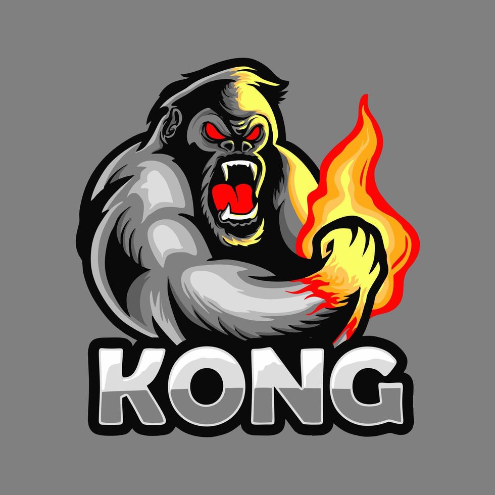 Ilustración de vector de diseño de logotipo de gorilla kong ape