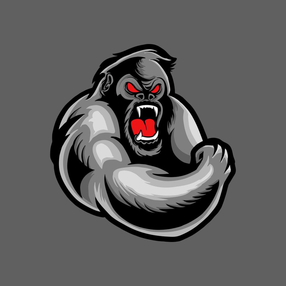 Ilustración de vector de diseño de logotipo de gorilla kong ape