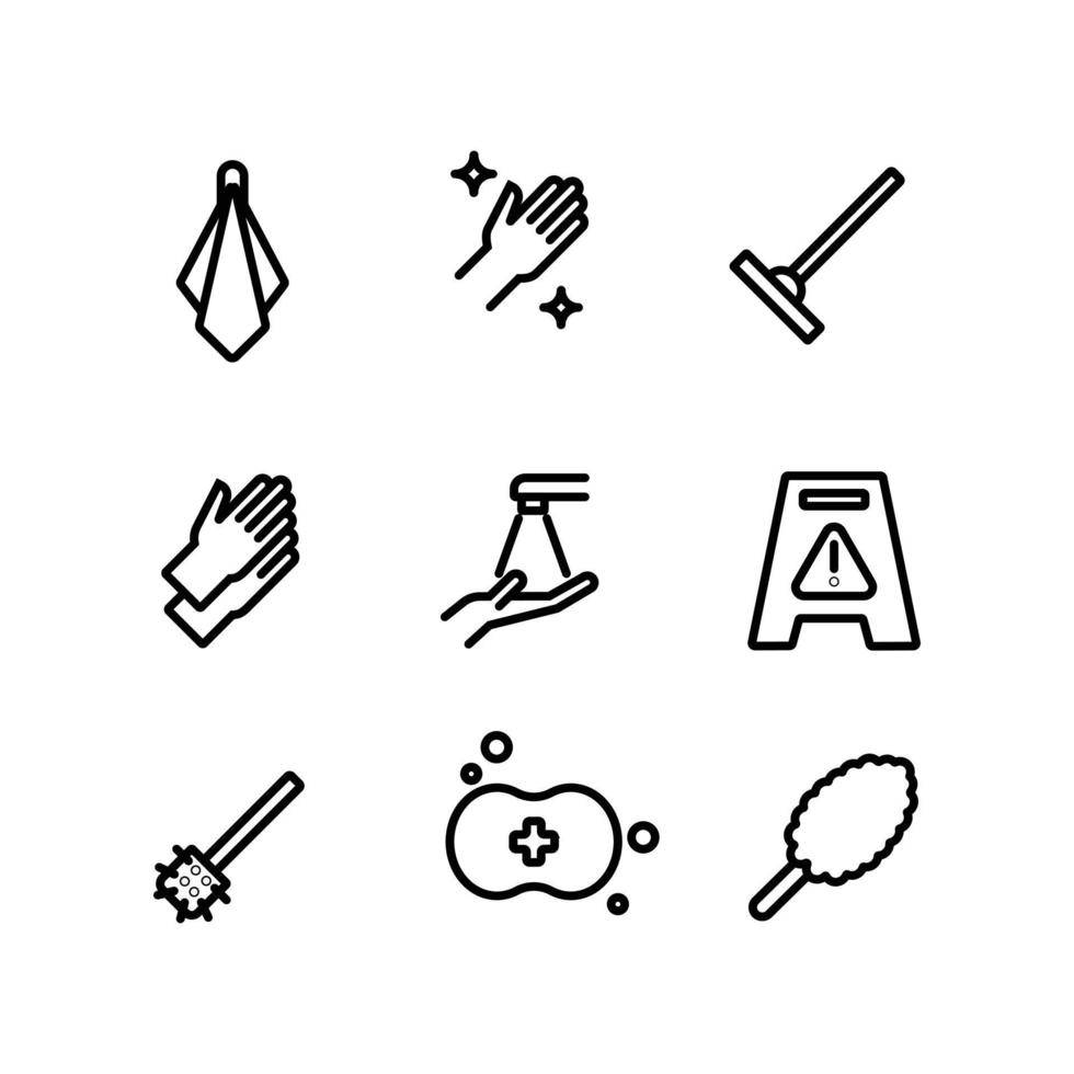 conjunto de iconos editables para la interfaz de aplicaciones de servicio de limpieza vector