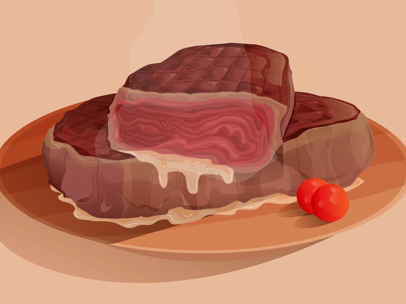 juicy steak in vector art