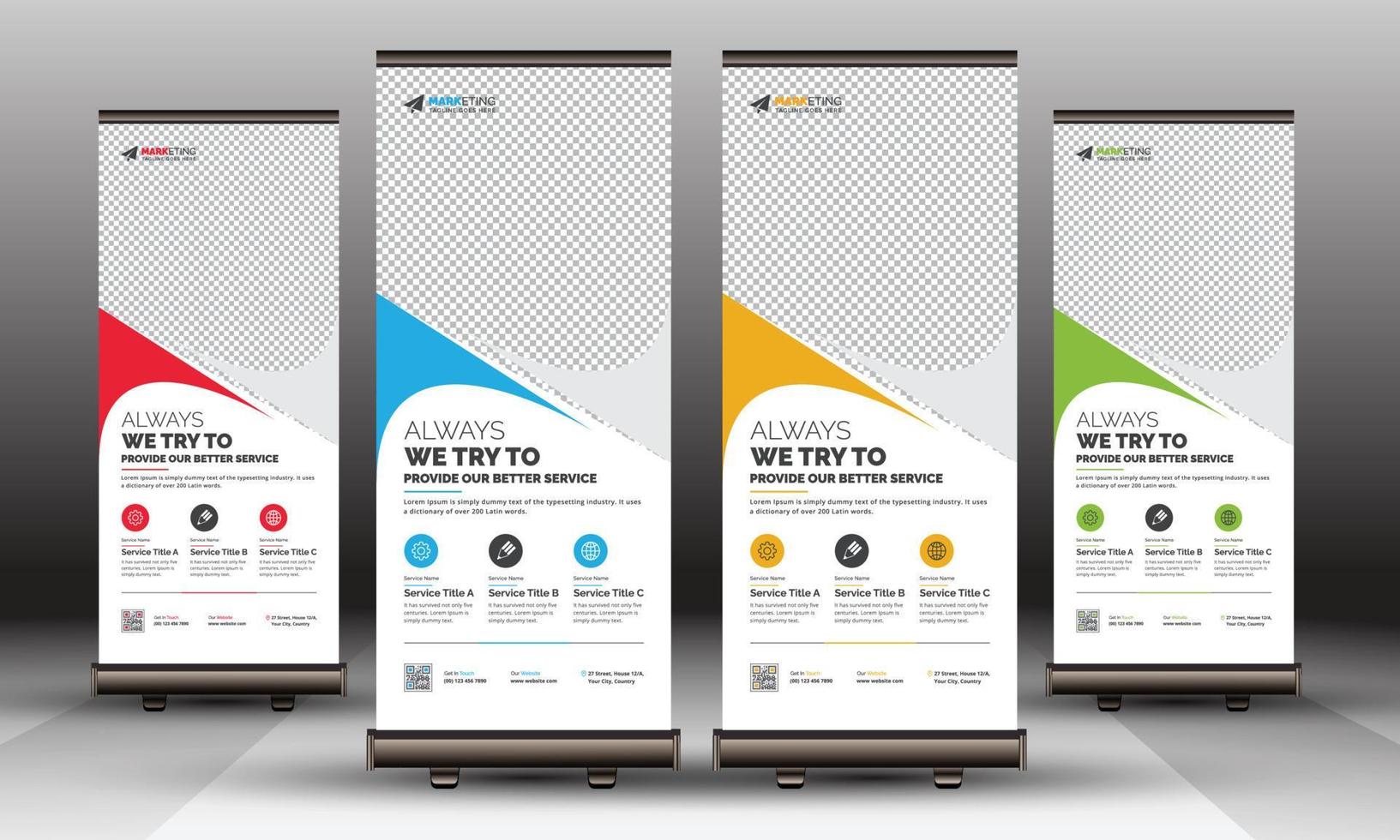 Corporate Roll Up Banner Standee X Banner Template, Modern Signage Creative Unique Design for Multipurpose Use vector