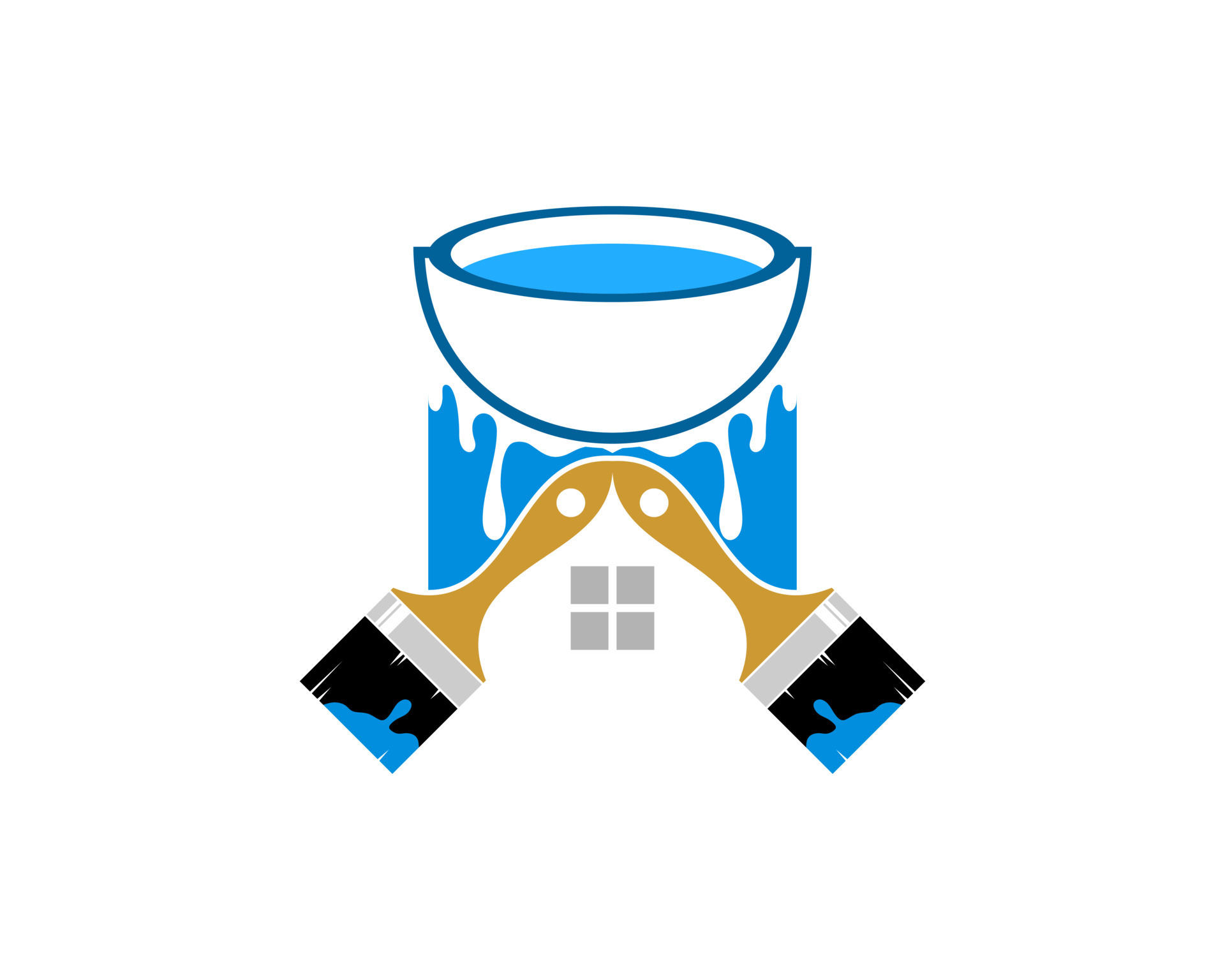 Paint bucket with house brush inside 4948501 Vector Art at Vecteezy