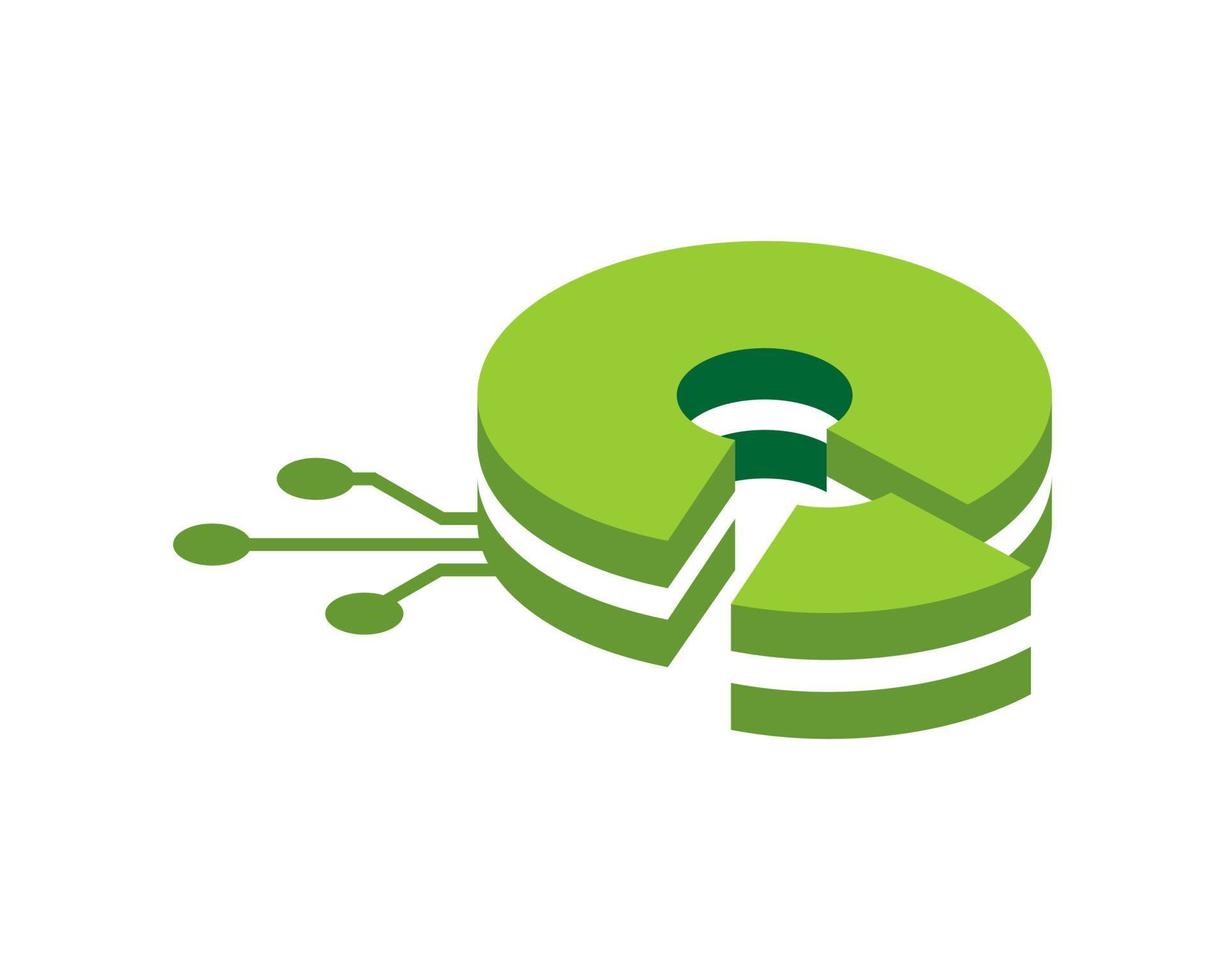 Green cake stripes with circuit technology vector