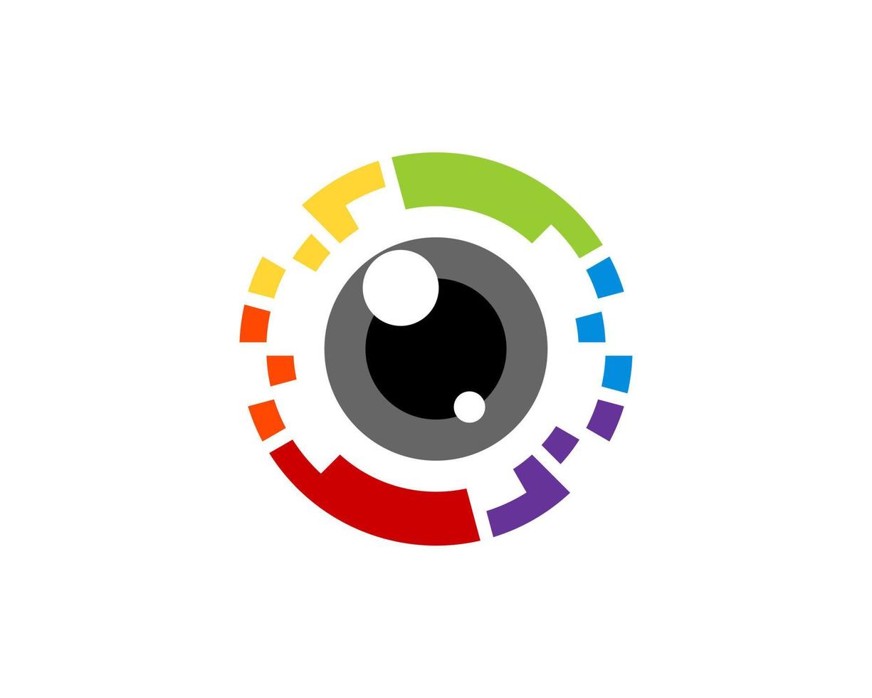 Abstract pixels camera with lens camera inside vector