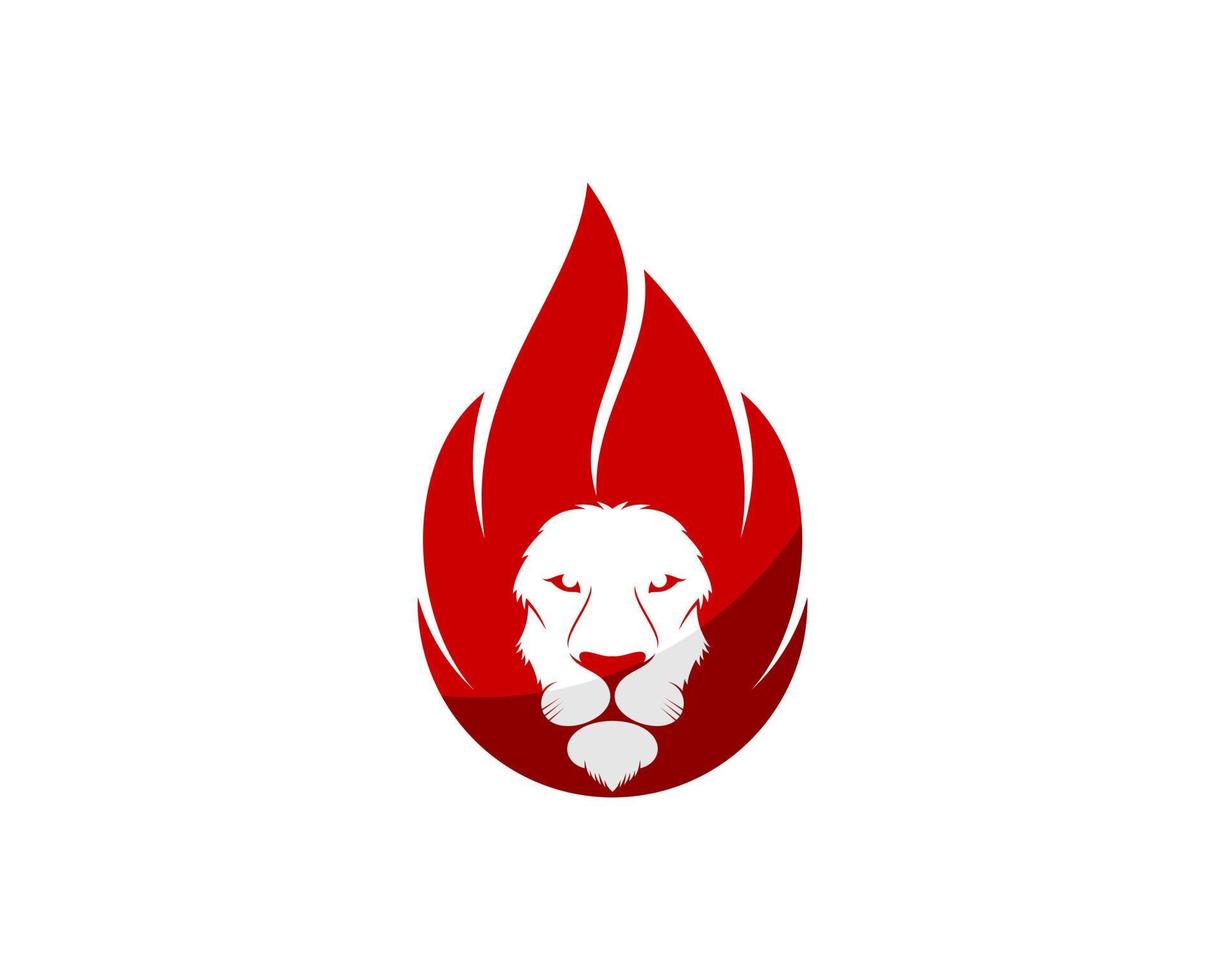 Red Lion head with hair fire flames vector