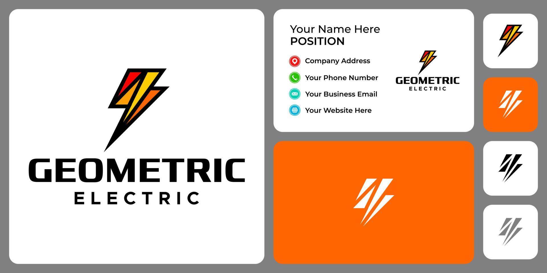 Electric industry logo design with business card template. vector