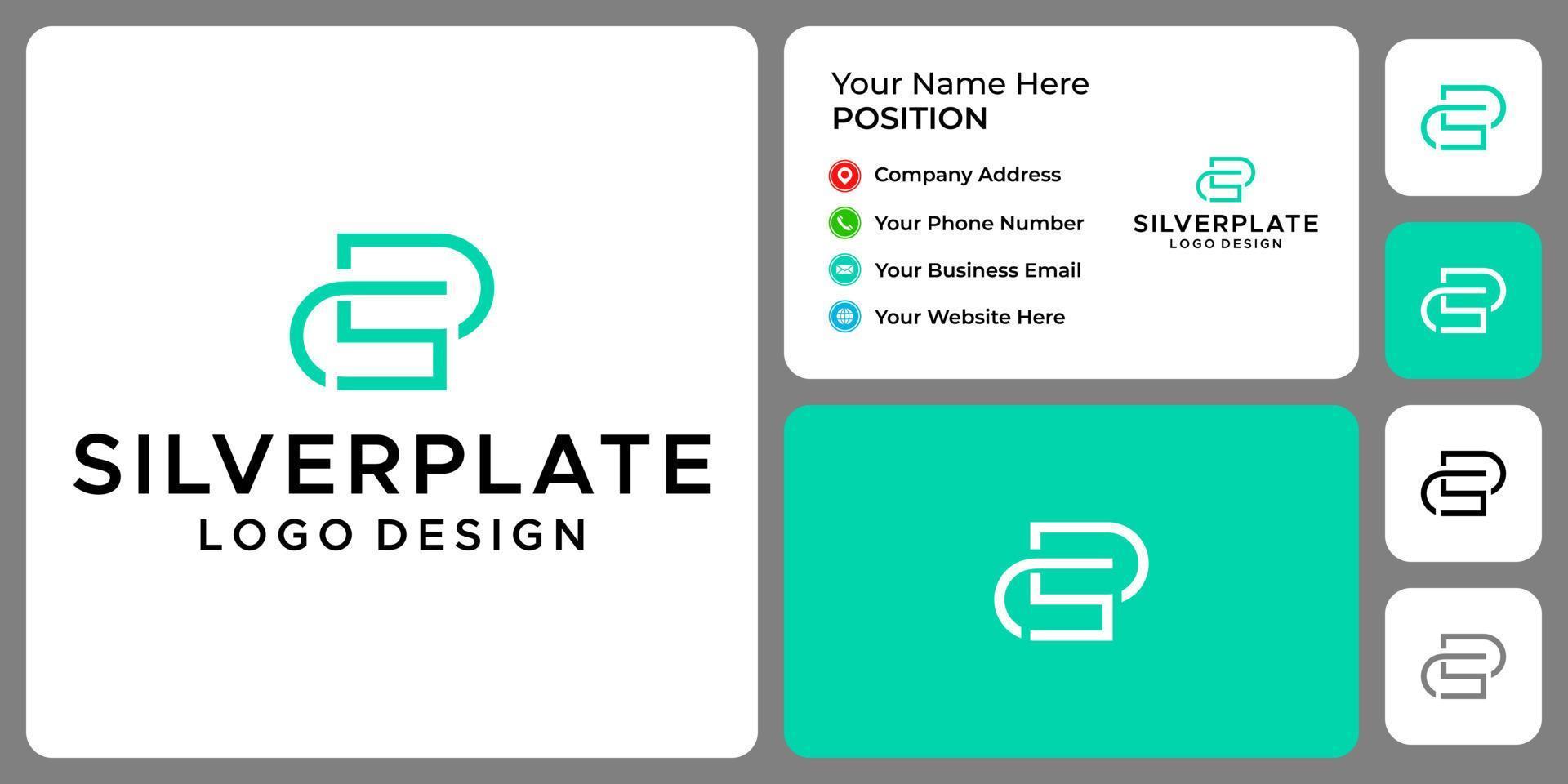 Letter S P monogram business logo design with business card template. vector