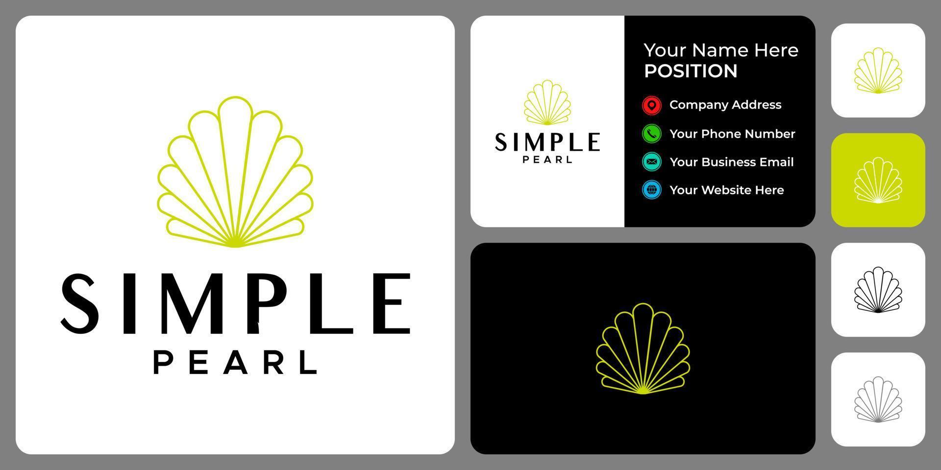 Pearl logo design with business card template. vector